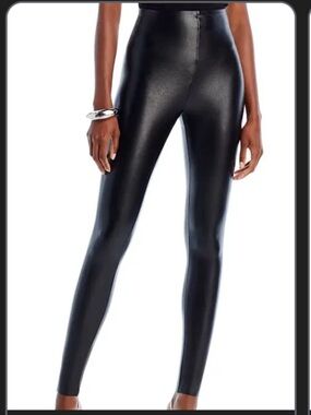 Commando Black Faux Leather Leggings sz XL